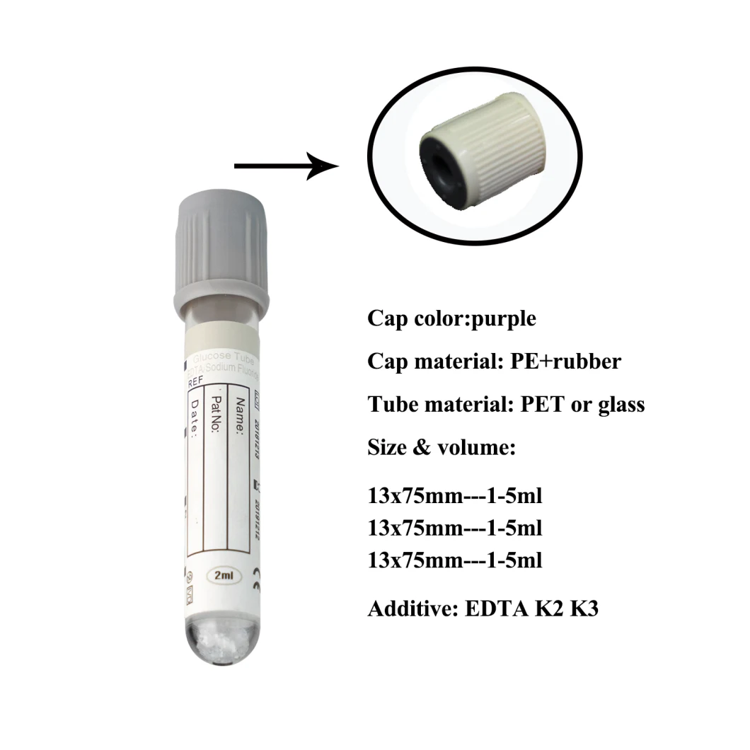 Medical Disposable EDTA K2/K3 Tube Vacuum Blood Collection Tube