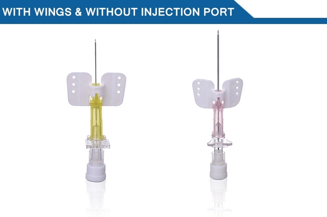Disposable Sterile IV Cannula with Wings Injection Port Single Use