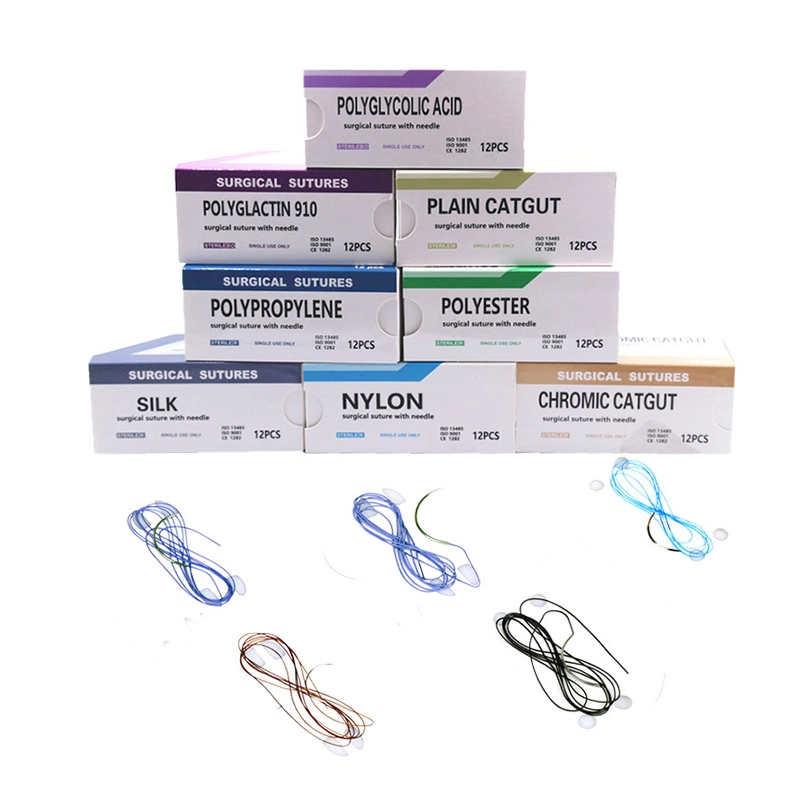 Medical Thread Polyglycolic Acid 910 Surgical Suture Needle Nylon Surgical Suture Silk PGA Pdo Pds Pgla Chromic Catgut